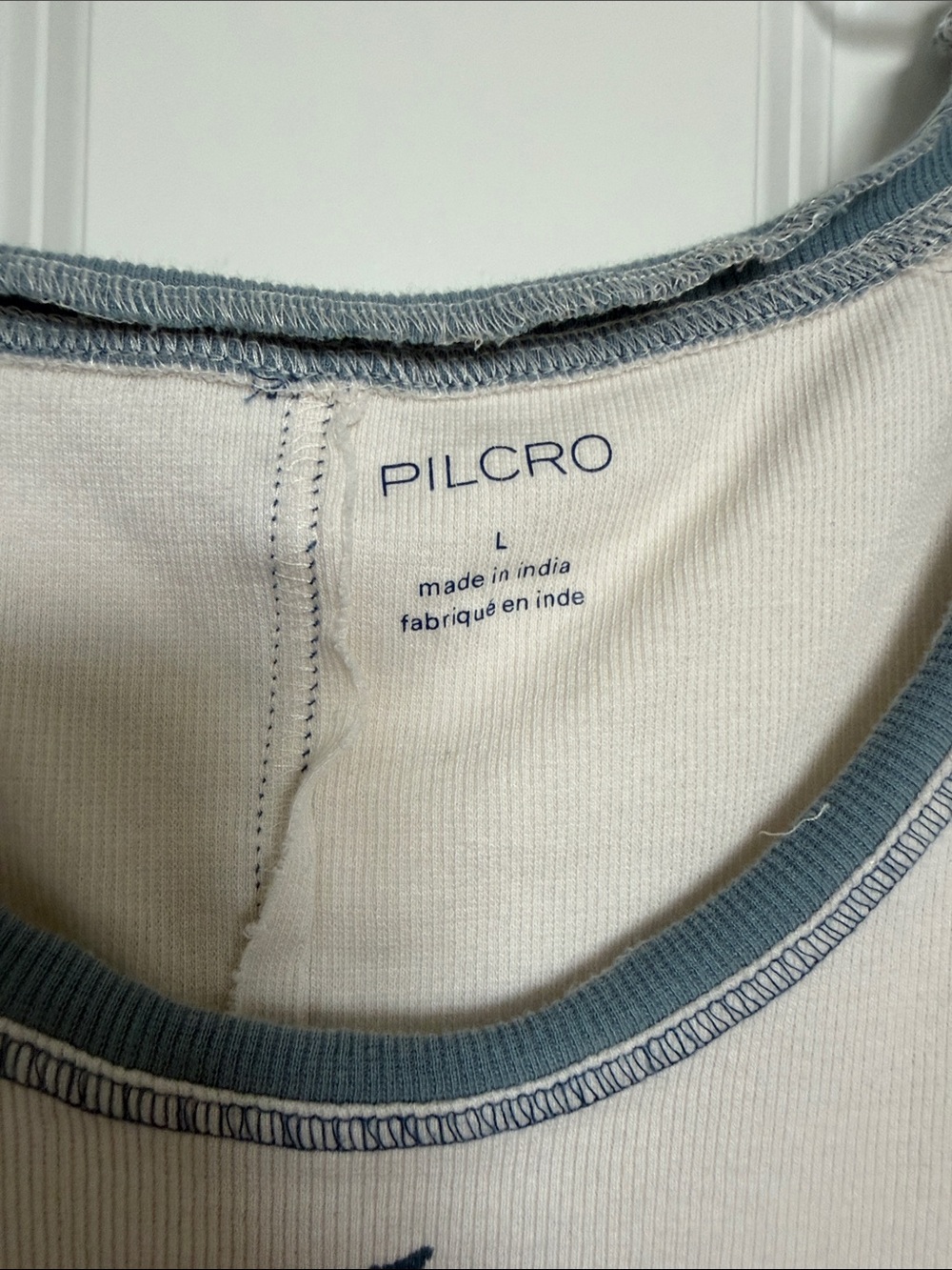 Pilcro Cream Tank Top with Blue Trim and Orange Floral Graphic - Picture 3 of 7